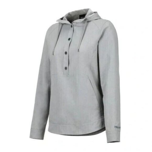 Marmot Lorey Lightweight Hooded Top Size S Gray Long Sleeve Shirt Layer UPF 20 - Picture 1 of 10